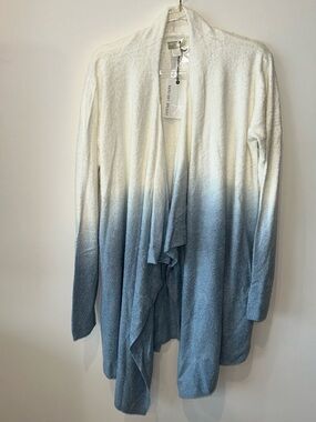 Barefoot Dreams Women's Ombre Open-Front Cardigan Sweater - White to Blue